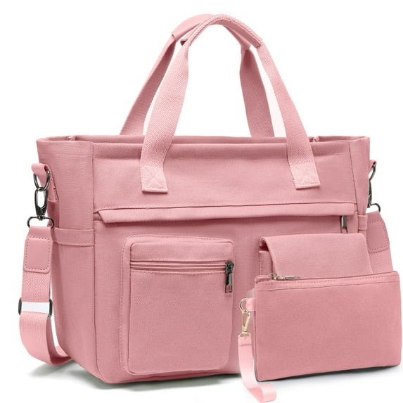 2-Piece Large Canvas Tote Bag Set for Women – Versatile Laptop & Work Bags with Crossbody, Shoulder & Hobo Messenger Carrying Options – Perfect for Travel, Gym & Daily Use