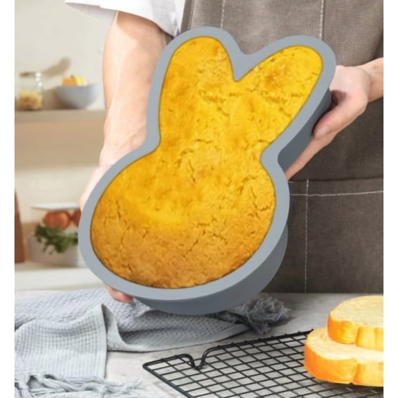 2-Piece Large Rabbit Cake Mold Non-Stick Silicone Baking Pan for Bunny Desserts