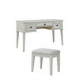 2 Piece Lea 3 Gliding Drawers Crisp White Wood Vanity Desk & Stool Set