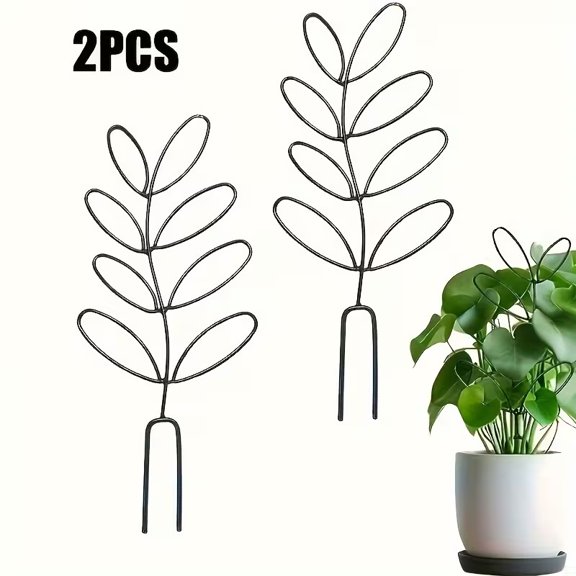 2-Piece Leaf-Shaped Plant Climbing Frame - Durable Support for Indoor Plants