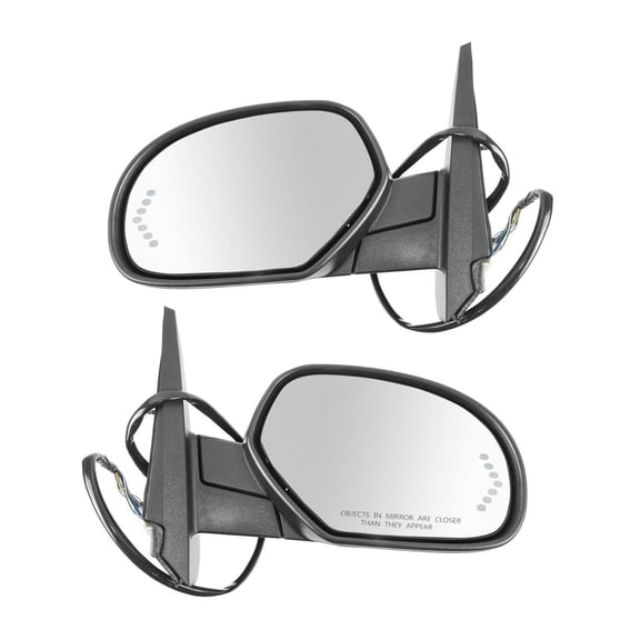 2-Piece Left and Right Power Heated Textured Exterior Door Mirror Set with Power-Fold Mechanism
