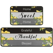2 Piece Lemon Kitchen Decor Rug Set, Home Kitchen Sink Rugs and Mats Non Skid Washable Absorbent Microfiber Kitchen Floor Carpet 17" x 47" 17" x 30"