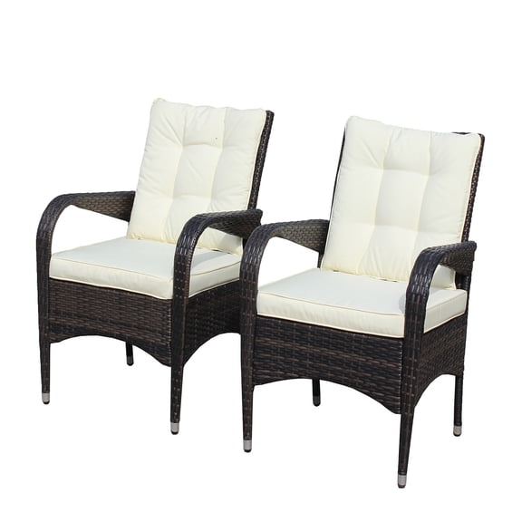 2-Piece Liberatore Dining Chairs with Cushions Crafted from Durable PE Rattan and Steel for Outdoor Use