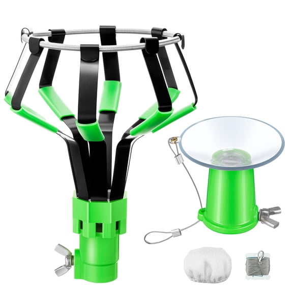 2 Piece Light Bulb Changer Tool Set, Floodlight and Suction Cup Bulb Remover Tools for Extension Pole, Compatible with DocaPole and Other Standard Threaded Poles, Pole Not Included(Green)