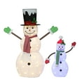 thumbnail image 1 of Lighted Outdoor 2-Piece Snowmen Set with 100 Warm White and Blue LED Lights Outdoor UL Adapter, 1 of 4