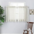 thumbnail image 1 of 2 Piece Linen Look Semi Sheer Rod Pocket Tier Curtains for Kitchen/Café or Any Small Window (36" Long, Beige), 1 of 3