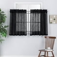 thumbnail image 1 of 2 Piece Linen Look Semi Sheer Rod Pocket Tier Curtains for Kitchen/Café or Any Small Window (36" Long, Black), 1 of 3