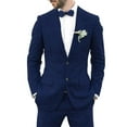 thumbnail image 1 of 2 Piece Linen Suits for Men Slim Fit Casual Beach Wedding Summer Grooms Groomsmen Linen Blazer Pants Suit Navy Blue 3XL, 1 of 7