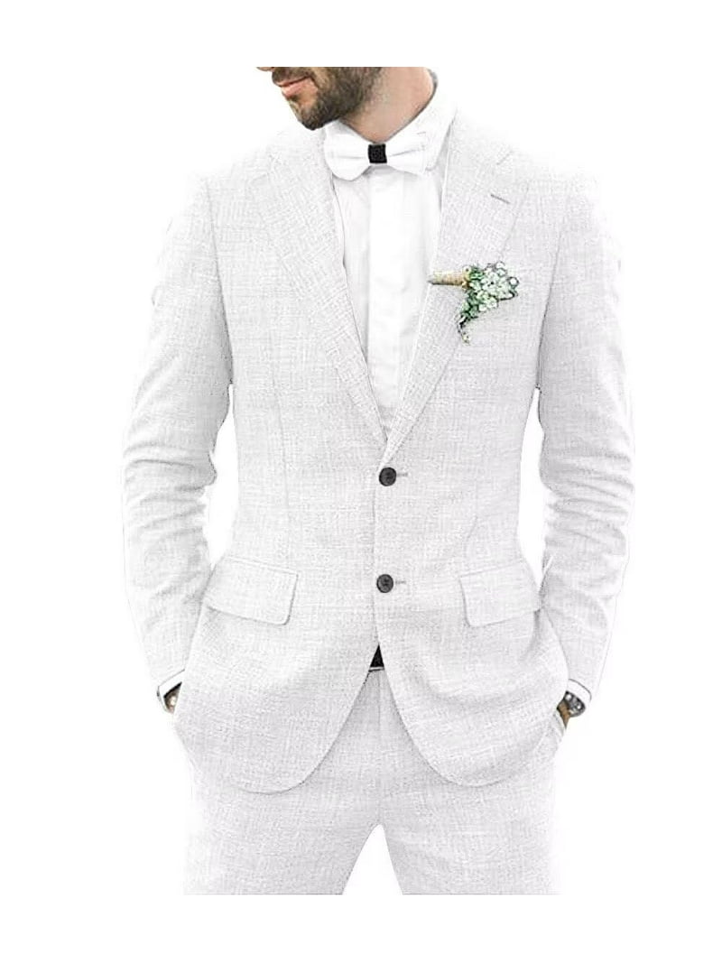 Piece Linen Suits for Men Slim Fit Casual Beach Wedding Summer