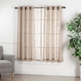 thumbnail image 1 of 2 Piece Linen Texture Grommet Top Privacy Semi Sheer Curtain Panel Drape Set (63" Long, Taupe), 1 of 4