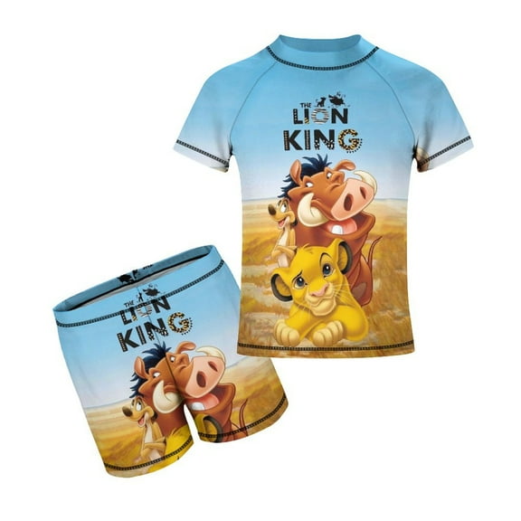 2 Piece Lion Kin Bathing Suits Rash Guard Swim Shirts with Shorts Set