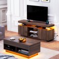 thumbnail image 1 of 2 Piece Living Room Furniture Set, LED TV Stand for 65" TV and LED Lift Top Coffee Table, 1 of 11