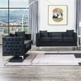 thumbnail image 1 of 2-Piece Living Room Furniture Sets, Modern Velvet Upholstered Modular Sofa Set with 3-Seater Sofa, Loveseat and 5 Throw Pillows, Accent Sofa Couch with Button Tufted and Nailhead Trim, Black, 1 of 7
