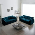thumbnail image 1 of 2 - Piece Living Room Set, 2 Pieces Upholstered Loveseat and Couch for Home Office Lounge, Sofa Set of 2, 2-Piece (2+2 Seat) Couch Set for Living Room (Blue), 1 of 10