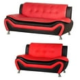 thumbnail image 1 of 2 Piece Living Room Set with 2 Tone Sofa and Loveseat in Black/Red, 1 of 5