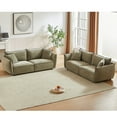 thumbnail image 1 of 2-Piece Living Room Sofa Set, 3-Seater + 3-Seater Sectional Combo Sofa, Upholstered Linen Fabric Sofa, Wooden Frame with 3 Pillows, Apartment Sofa Furniture, Light Green, 1 of 8