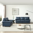 thumbnail image 1 of 2 Piece Living Room Sofa Set, PU Leather Chesterfield Sofa Loveseat+3 Seater Sofa Couch with Hidden Storage and Wooden Legs, Modern Sectional Sofa Set for Apartment Office, Navy Blue, 1 of 8