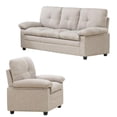 thumbnail image 1 of 2 Piece Living Room Sofa Set with 74" Sofa and 32" Armchair in Beige, 1 of 3