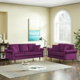 thumbnail image 1 of 2 Piece Living Room Sofa Set with 4 Pillows, Morden Upholstered Sectional Sofa Furniture Set, 3-Seat Sofa Couch and Loveseat, 5 Seater Couch for Home or Office, 2+3-Seat, Purple, 1 of 7