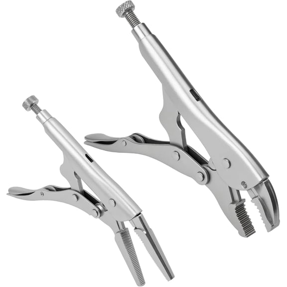 2-Piece Locking Pliers Set, 7 Inch Curved Jaw and 6 Inch Long Nose, Chromium-Vanadium Steel Locking Pliers, Quick Release, Fit for Clamping, Twisting, Welding