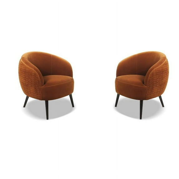 2 Piece London Burnt Orange Barrel Chair Set