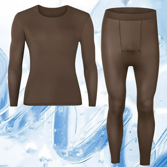 2 Piece Long Johns for Men Thermal Underwear Sets Mens Casual Solid Color Stretchy Slim Long Sleeve Shirts and Leggings Pants Thermals Outfits Set