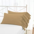 thumbnail image 1 of 2 Piece Long Ruffles Mermaid Fishtail Pattern Solid Taupe Pillow Shams, (King 20X36 Pillow Cover), 100% Egyptian Cotton, 800 Thread Count, King Size, 1 of 7