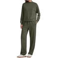 thumbnail image 1 of 2 Piece Lounge Outfits Women Sweatsuits Loose Fit Mock Neck Plain Pullover Sweatshirt and Pant Sets Tracksuits (M, Army Green), 1 of 6