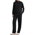 thumbnail image 1 of 2 Piece Lounge Outfits Women Sweatsuits Loose Fit Mock Neck Plain Pullover Sweatshirt and Pant Sets Tracksuits (S, Black), 1 of 6