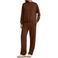 thumbnail image 1 of 2 Piece Lounge Outfits Women Sweatsuits Loose Fit Mock Neck Plain Pullover Sweatshirt and Pant Sets Tracksuits (XL, Coffee), 1 of 6