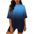 thumbnail image 1 of 2 Piece Lounge Outfits for Women Summer Casual Oversized T-shirt with Short Legging Biker Workout Clothes Sets (L, Blue), 1 of 6