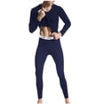 thumbnail image 1 of 2 Piece Lounge Set for Men Casual Solid Seamless Heat Base Pullover Long Sleeves Keep Warml Underwear and Pants Set Base Layer for Cold Weather Comfortable Fitted Lounge Set Plus Size, 1 of 5