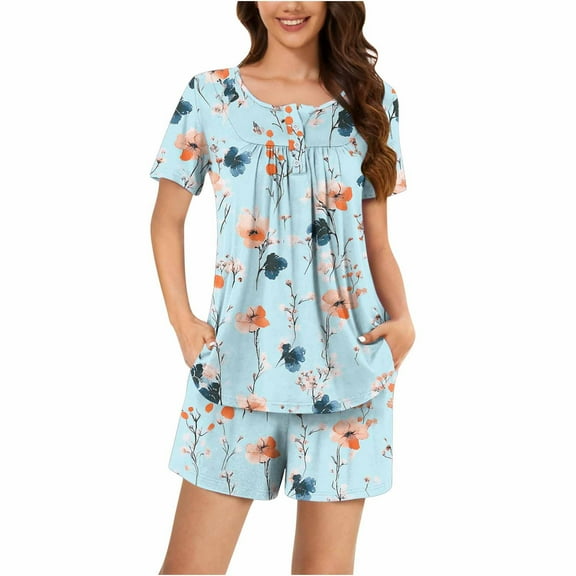 2 Piece Lounge Set Women Two Piece Short Sets for Women Loose Fitting Pajams Sets Lightweight Plus Size Loungewear Sets