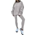 thumbnail image 1 of 2 Piece Lounge Set Women Sevevn Sweatsuit for Women Casual Two Piece Outfits Oversized Pullover Sweatshirts with Thumb Hole Slit Ribbed Pants, 1 of 8