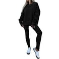 thumbnail image 1 of 2 Piece Lounge Set Women Sevevn Sweatsuit for Women Casual Two Piece Outfits Oversized Pullover Sweatshirts with Thumb Hole Slit Ribbed Pants, 1 of 7