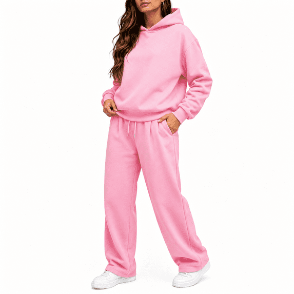 2 Piece Lounge Sets For Women Matching Sweatsuits Oversized Hoodies Baggy Wide Leg Sweatpants Casual Sweat Set Workout Tracksuit Airport Fashion Fall Clothes