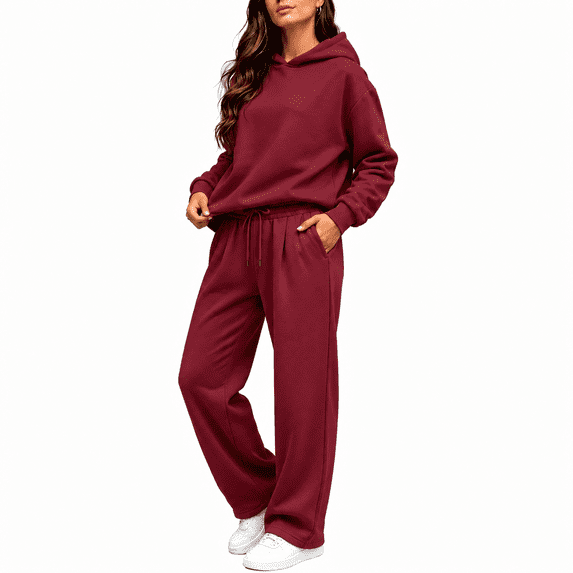 2 Piece Lounge Sets For Women Matching Sweatsuits Oversized Hoodies Baggy Wide Leg Sweatpants Casual Sweat Set Workout Tracksuit Airport Fashion Fall Clothes