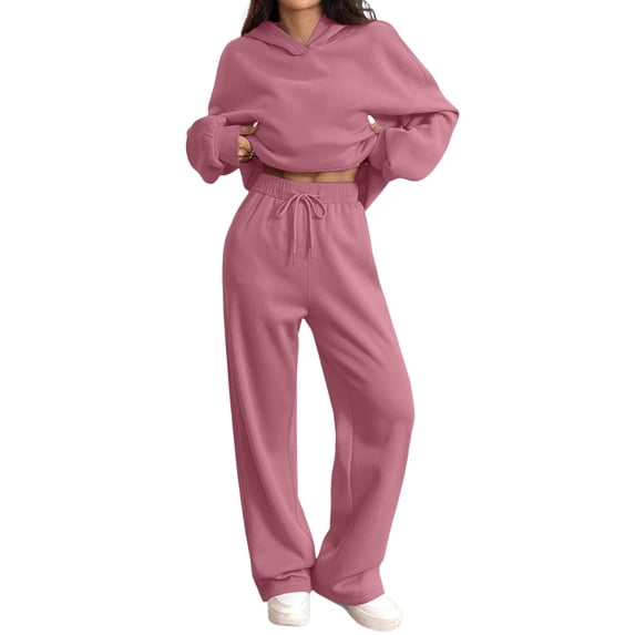 2 Piece Lounge Sets for Women Matching Sweatsuits Oversized Hoodies & Baggy Wide Leg Sweatpants,Casual Sweat Set,Workout Tracksuit,Airport Travel Outfits,Fashion Fall Clothes