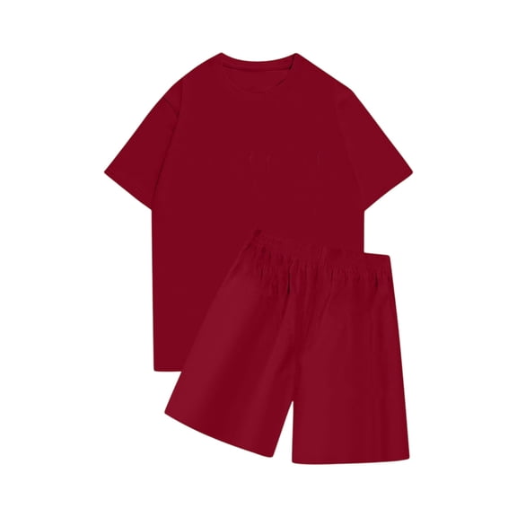 2 Piece Lounge Sets for Women 2 Piece Lounge Matching Short Sleeve Tops Shorts Pants with Pocket Clothing Wine XXL