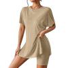thumbnail image 1 of 2 Piece Lounge Sets for Women Oversized Short Sleeve T Shirts Matching Biker Short Summer Casual Outfit S-2XL, 1 of 7