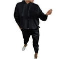 thumbnail image 1 of 2 Piece Lounge Sets for Women Plus Size Two Piece Pants Outfit Fashion Women Pocket V-Neck Casual Long Sleeve Sweatshirt+ Pant Set reorder items, 1 of 6