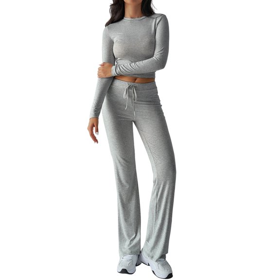 2 Piece Lounge Sets for Women Spring Outfits 2025 Fashion Two Piece Sweatsuits Business Casual Outfits Clothes Gray XL