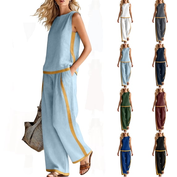 2 Piece Lounge Sets for Women Summer Airport Travel Outfit 2026 Casual Matching Spring Clothes Track Sweat Suits Light Blue L