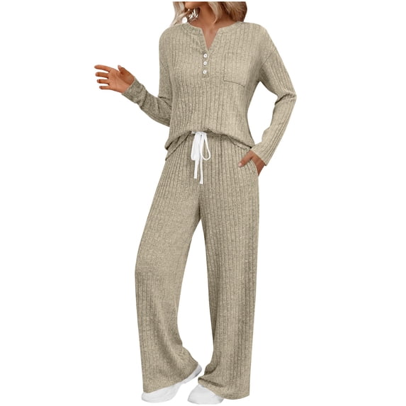 2 Piece Lounge Sets for Womens Spring Travel Outfits Fall Pajamas Sweat Suits Pockets Clothing