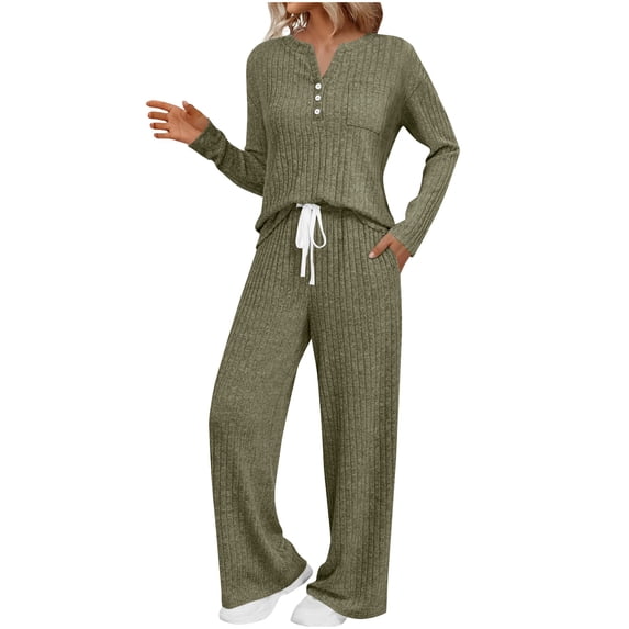 2 Piece Lounge Sets for Womens Spring Travel Outfits Fall Pajamas Sweat Suits Pockets Clothing