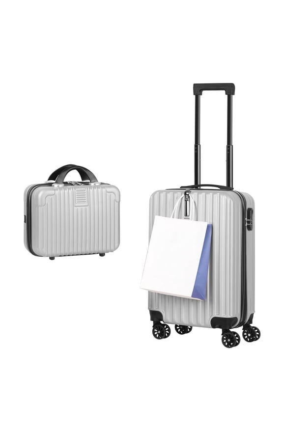 2 Piece Luggage, Luggage Sets 14in + 20in with ABS Hardside, Lightweight Suitcase Set of 2 with 360 Mute Spinner Wheels (White)