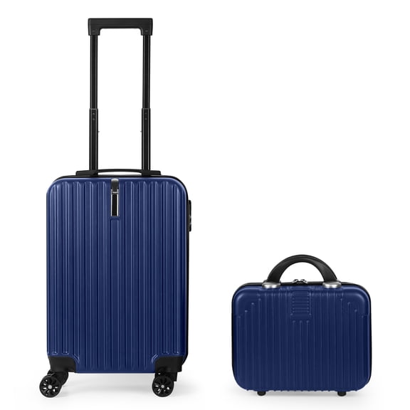 2-Piece Luggage Set 20" ABS Hardside Suitcase Carry On Bag with 14" Makeup Case