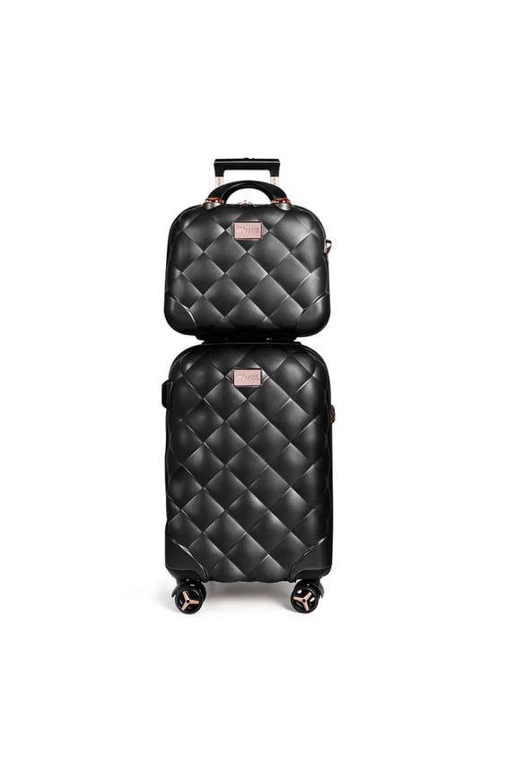 2-Piece Luggage Set Expandable Lightweight Hardside Spinner Suitcase with TSA Lock, 20" Carry-on & 14" Cosmetic Case, Black - WD8810