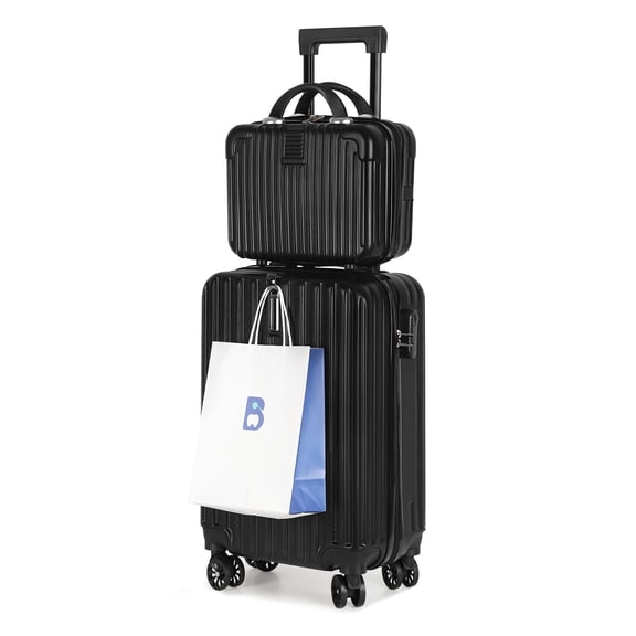2-Piece Luggage Set Carry On Suitcase with 14" Makeup Case