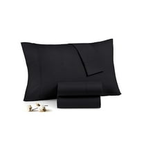 2 Piece Luxury Pillow Cases, 400 Thread Count, 100% Egyptian Cotton, Soft and Luxury - Travel Size ( 12" x 16" ) - Black Solid